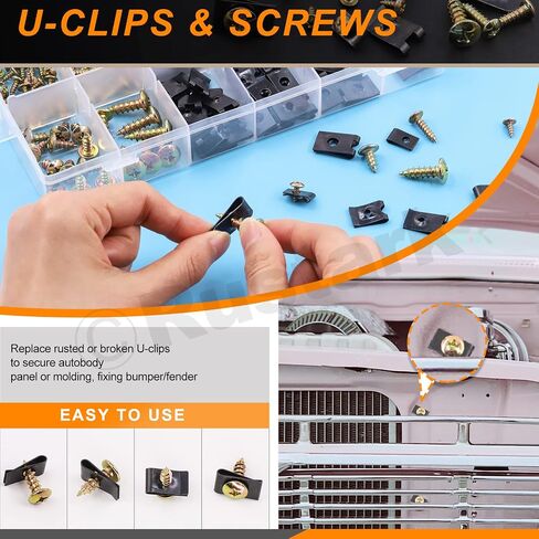 705Pcs Auto Body Bolts & Clips and U Nut Clip Screw and Mixed Auto Retainer Clips Assortment Kit Engine Splash Shield Bolts Hardware Mixed Auto Fender Trim Panel Fasteners for Universal Car in Saudi Arabia