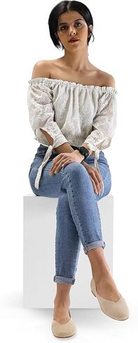 mysoft Women's Ballet Flats Round Toe Comfortable Lightweight Mesh Knit Ballerina Slip On Walking Flat Dress Shoes (Wide Width/Medium) Black in Kuwait