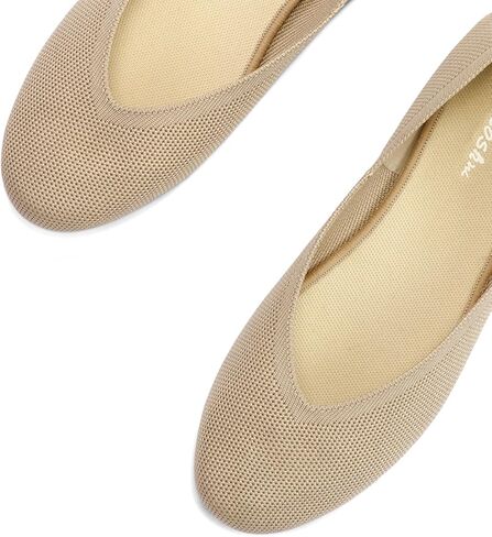 mysoft Women's Ballet Flats Round Toe Comfortable Lightweight Mesh Knit Ballerina Slip On Walking Flat Dress Shoes (Wide Width/Medium) Black in Kuwait