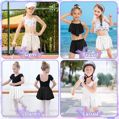 2 Pack Girls Butterfly Shorts 2 in 1 Flowy Shorts with Pockets Quick-Drying Tennis Gym Cheer Skirt Athletic Shorts 5-14Y in Saudi Arabia