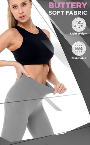 Tummy Control Workout Yoga Leggings with Pockets for Women High Waisted Buttery Soft Athletic Yoga Pants in Kuwait