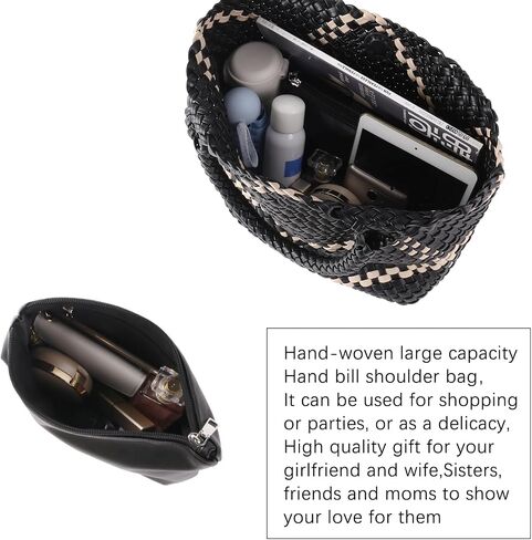 Woven Tote Bag Womens Purse: Vegan Leather Shoulder Handbags - Large Summer Beach Tote Bags - Travel Totes in Saudi Arabia