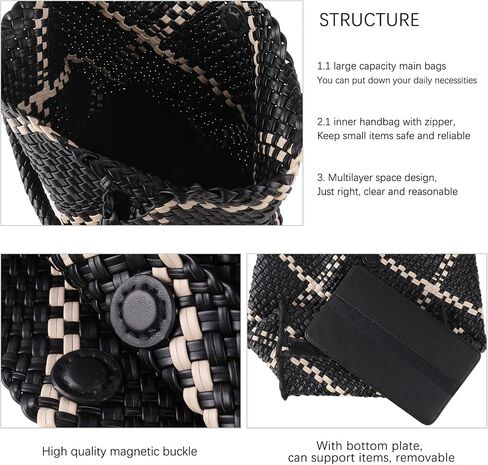 Woven Tote Bag Womens Purse: Vegan Leather Shoulder Handbags - Large Summer Beach Tote Bags - Travel Totes in Saudi Arabia
