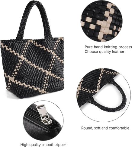 Woven Tote Bag Womens Purse: Vegan Leather Shoulder Handbags - Large Summer Beach Tote Bags - Travel Totes in Saudi Arabia