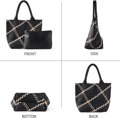 Woven Tote Bag Womens Purse: Vegan Leather Shoulder Handbags - Large Summer Beach Tote Bags - Travel Totes in Saudi Arabia