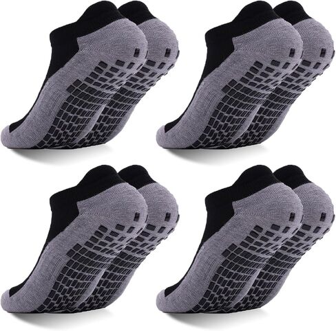 Men’s Non Slip Socks with Grips Yoga Pilates Socks Anti Skid Athletic Ankle Socks Gym Home Thick Socks 4 Pairs in Saudi Arabia