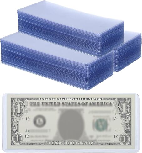 PATIKIL Bill Money Holders, 100 Pcs Top-Insert Currency PVC Holder for Cash Top-Load Sleeves Dollar Bill Frame for Regular Bills, 6.9 x 2.95 Inch, Blue in Saudi Arabia