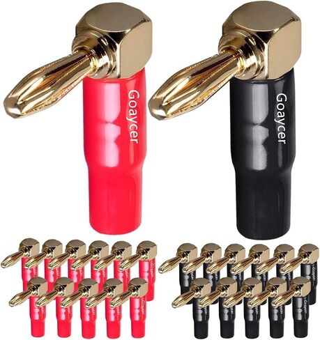 Goaycer 4mm Banana Plugs Right Angle 6 Pairs, 24k Gold Plated 90 Degree Speaker Connector (12Pcs) in Kuwait