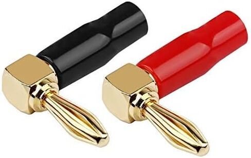 Goaycer 4mm Banana Plugs Right Angle 6 Pairs, 24k Gold Plated 90 Degree Speaker Connector (12Pcs) in Kuwait