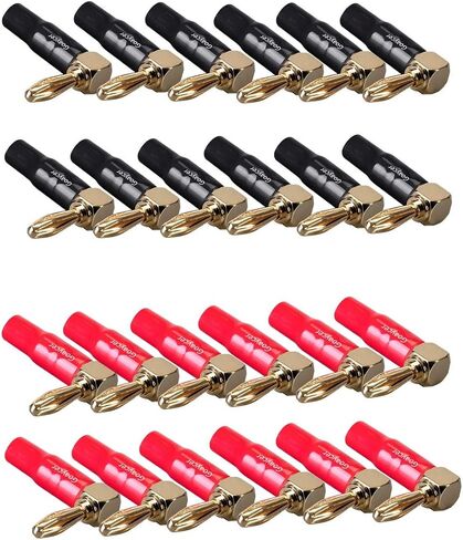 Goaycer 4mm Banana Plugs Right Angle 6 Pairs, 24k Gold Plated 90 Degree Speaker Connector (12Pcs) in Kuwait