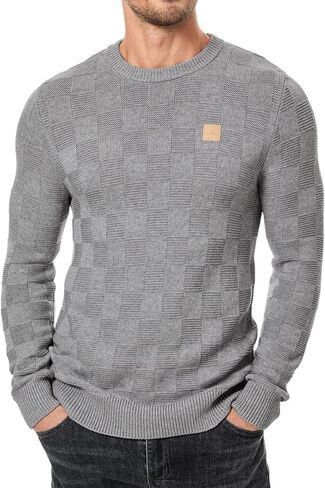 JMIERR Men's Crewneck Sweater Classic Checkered Knit Pullover Long Sleeve Casual Warm Jumper in Saudi Arabia