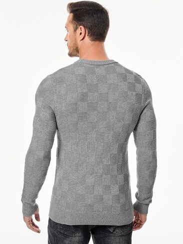 JMIERR Men's Crewneck Sweater Classic Checkered Knit Pullover Long Sleeve Casual Warm Jumper in Saudi Arabia