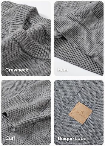 JMIERR Men's Crewneck Sweater Classic Checkered Knit Pullover Long Sleeve Casual Warm Jumper in Saudi Arabia