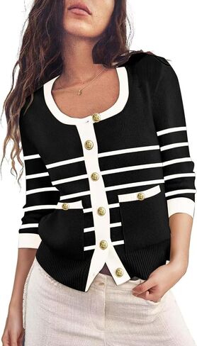 Women's 2024 Casual Long Sleeve Cardigan Crewneck Button Down Open Front Loose Knit Sweater Jackets Coat in Saudi Arabia