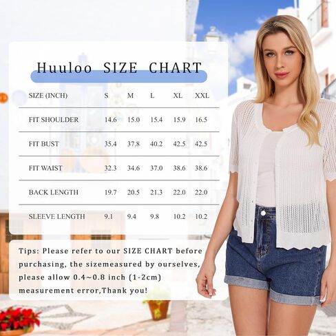 Women's Short Sleeve Summer Hollow Out Crew Neck Button Down Cardigan Sweater in Saudi Arabia