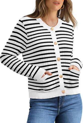 OFEEFAN Womens Cardigan Sweaters Open Front Long Sleeve Button Down Knit Jackets with Pockets 2024 Fall Winter in Saudi Arabia