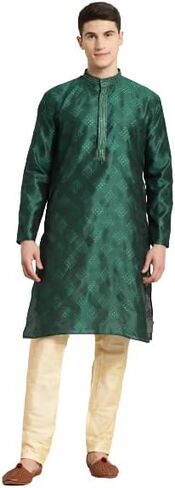 Sojanya (Since 1958 Men's Jacquard Silk Self Design Indian Traditional Ethnic Dresses Only Long Kurta in Saudi Arabia