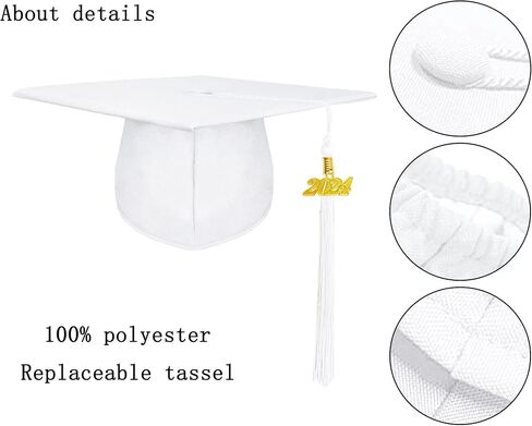 Unisex Adult Matte Graduation Cap with 2024+2023 Tassel Year Charm for High School & Bachelor Master in Saudi Arabia