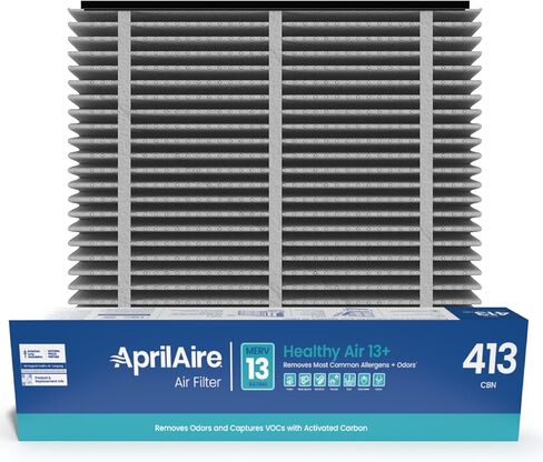 فلتر بديل AprilAire 413CBN لأجهزة تنقية الهواء المنزلية بالكامل من AprilAire - MERV 13 مع الكربون، حساسية منزلية صحية + تقليل الرائحة، فلتر هواء 16x25x4 (عبوة من قطعتين) in Kuwait