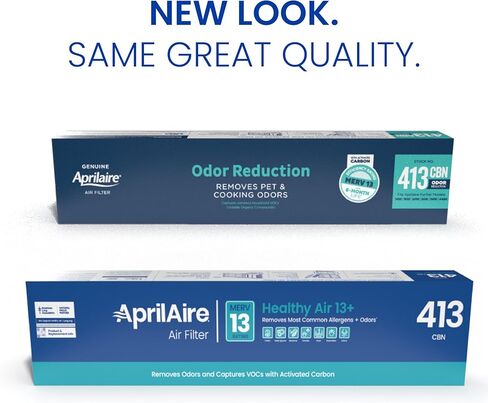 فلتر بديل AprilAire 413CBN لأجهزة تنقية الهواء المنزلية بالكامل من AprilAire - MERV 13 مع الكربون، حساسية منزلية صحية + تقليل الرائحة، فلتر هواء 16x25x4 (عبوة من قطعتين) in Kuwait