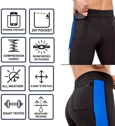 Kapow Meggings Performance Pro Range - Mens Compression Leggings with Pockets for Athletic Workout Performance in Saudi Arabia
