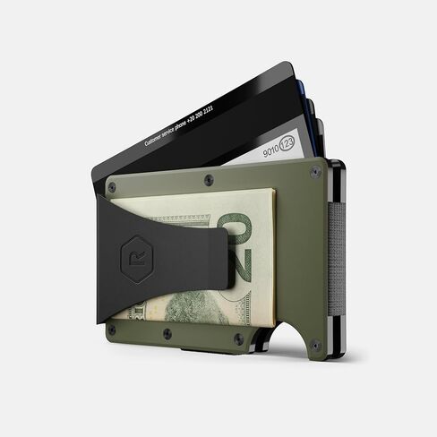 محفظة Ridge EDC Bundle Matte Olive Money Clip للرجال (تيتانيوم) + مجموعة حافظة Airtag - محفظة آمنة ومحمية بتقنية RFID مع حامل Airtag ومشبك نقود. in Kuwait