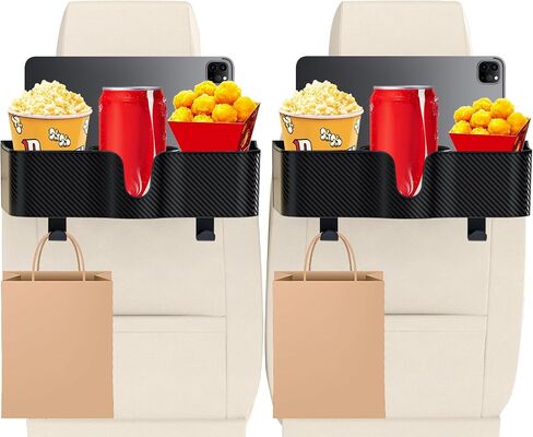 2Pack Car Headrest Backseat Organizer with Cup Holder,Back Seat Cup Holders for Cars,Backseat Car Organizer with Headrest Hooks,Backseat Drink Cup Holder Compatible with Most Vehicles Black in Saudi Arabia
