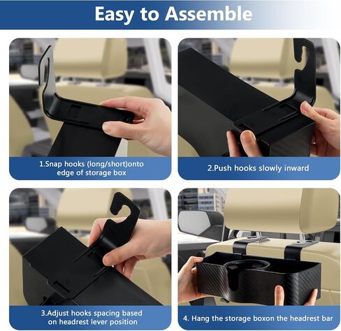 2Pack Car Headrest Backseat Organizer with Cup Holder,Back Seat Cup Holders for Cars,Backseat Car Organizer with Headrest Hooks,Backseat Drink Cup Holder Compatible with Most Vehicles Black in Saudi Arabia