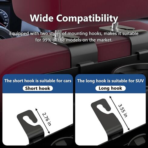 2Pack Car Headrest Backseat Organizer with Cup Holder,Back Seat Cup Holders for Cars,Backseat Car Organizer with Headrest Hooks,Backseat Drink Cup Holder Compatible with Most Vehicles Black in Saudi Arabia