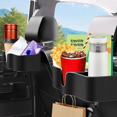 2Pack Car Headrest Backseat Organizer with Cup Holder,Back Seat Cup Holders for Cars,Backseat Car Organizer with Headrest Hooks,Backseat Drink Cup Holder Compatible with Most Vehicles Black in Saudi Arabia