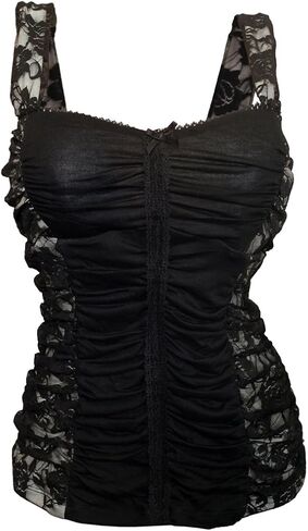 eVogues حجم كبير مشد الدانتيل الأزهار مثير أعلى أسود أبيض in Kuwait