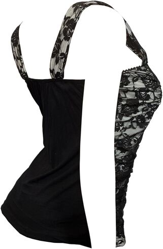 eVogues حجم كبير مشد الدانتيل الأزهار مثير أعلى أسود أبيض in Kuwait