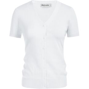 GRACE KARIN Womens 2024 Basic Summer Short Sleeve Cardigan Sweaters Lightweight V-Neck Button Down Cropped Shrug Sweater