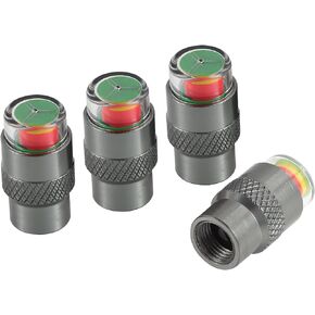 2.5-2.8bar/36-40 PSI Car Tire Pressure Monitor Valve Stem Caps Sensor Indicator Easy to Read 3 Color Eye Alert, Aluminum Alloy CNC Machining，Pack of 4