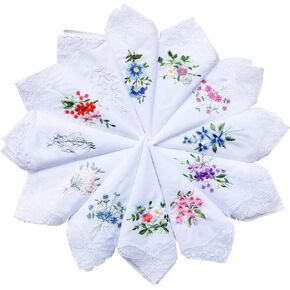 Cotton Embroidered Ladies Lace Handkerchiefs Pack