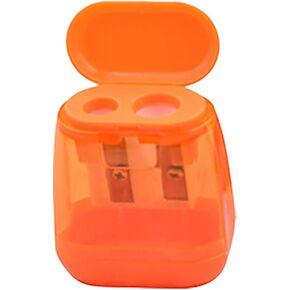 Pencil Sharpener Eraser, Colorful, 2 Sharpening Holes, Pencil Sharpener, for Kids & Colored Pencils，Manual Pencil Sharpener, Pencils Sharpener, Handheld Pencil Sharpener-1 Pack, (Orange)