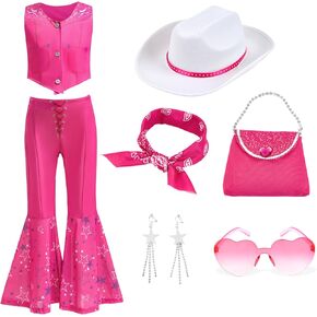 Cowgirl Costume Girls Kids Disco Outfits Movie Heroine Dress Up for Halloween Birthday Cosplay Party