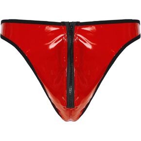 ACSUSS Mens Shiny Metallic Lingerie Bulge Pouch Double-ended Zipper Underwear Clubwear