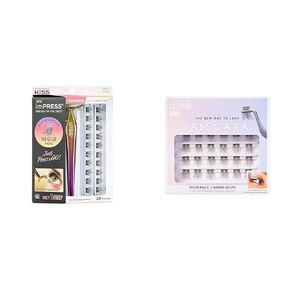 KISS imPRESS Falsies False Eyelashes, Lash Clusters, Spiky', 16 mm, Includes 20 Clusters & KISS Falscara Multipack False Eyelashes, Lash Clusters, Extra Drama Wisps', 18mm-20mm