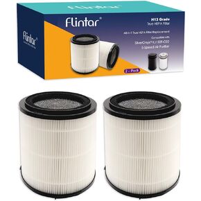 Flintar H13 True HEPA Replacement Filter, Compatible with SilverOnyx 5-Speed Air Purifier KJ150F-C02, 3-in-1 H13 Grade True HEPA filter, For Large Room 500 sq ft, 2-Pack