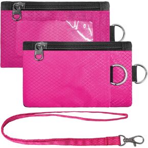 RFID Blocking Small Neck Wallet with ID Window, Water Resistant Zip Id Case with Lanyard Key Chain for Cards,Cash,Suitable for Women,Men Travel and Daily Use (Black)