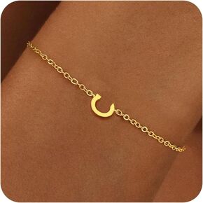Gold Initial Bracelets for Women Girls Gifts - 18K Gold Plated Letter Initial Bracelet Dainty Gold Bracelets for Women Trendy Gold Initial Bracelets for Women Teen Girls Jewelry Gifts