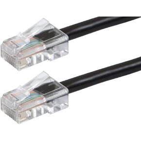 Monoprice ZerobootCat6 Ethernet Patch Cable - Network Internet Cord - RJ45, Stranded, 550Mhz, UTP, Pure Bare Copper Wire, 24AWG, 25ft, Black