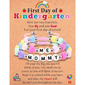 Mommy and Me Matching Bracelets Set, First Day of School Kindergarten Preschool First Grade Gifts, Back to School Gifts for Daughter Girls