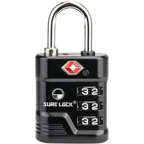 SURE LOCK TSA Locks for Luggage, TSA Approved Luggage Locks with Open Alert, TSA008 Key for High Security, Easy Read Dials, Zinc Alloy Body, Locker Lock for Suitcase, Gym, Travel. (Orange 2 pk)