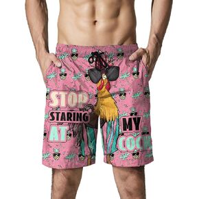 Mens Swim Trunks with Compression Liner Casual Funny Board Shorts Quick Dry Beach Swimwear with Pockets