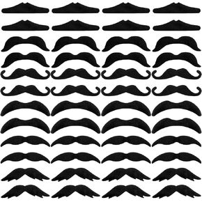 48 PCS Fake Mustache, 8 Style Self-Adhesive Fake Beard, Stick on Mustaches Self Adhesive for Adults/Kids, Mustache Stickers for Face Pirate Accessories Halloween Masquerade Carnival Mexican Party