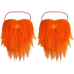 False Beards 2Pcs Cosplay Fake Beard Performance Costume Beard Party Decoration Funny Fake Mustache Halloween Party Supplies Orange