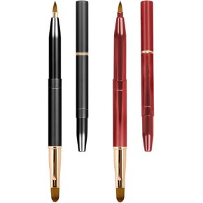 Unaone [2 Pack] Lip Brush for Lipstick, Retractable Lip Brushes, Dual-ended Makeup Brush for Lipstick Lip Gloss, Include Lid