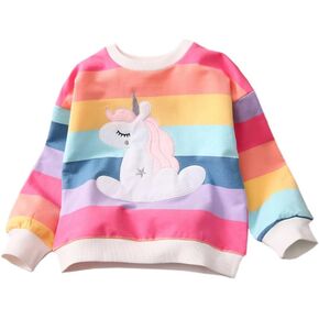 Girls Sweatshirts for Toddler Clothes Unicorn Crewneck Pullover Girl Top Long Sleeve Jumper fall for Kids 1-7 Years